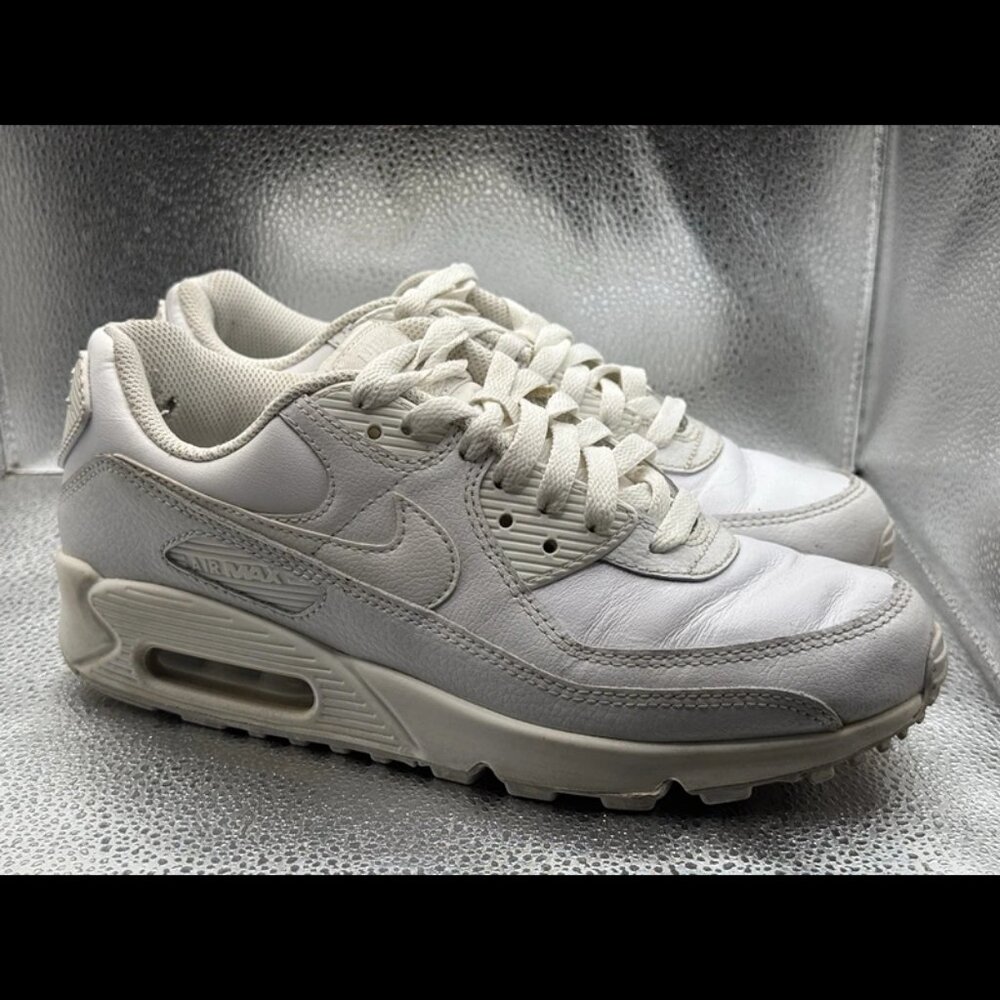 RARE Size 7.5 - Nike Men's Air Max 90 Leather 'Triple White CZ5594-100